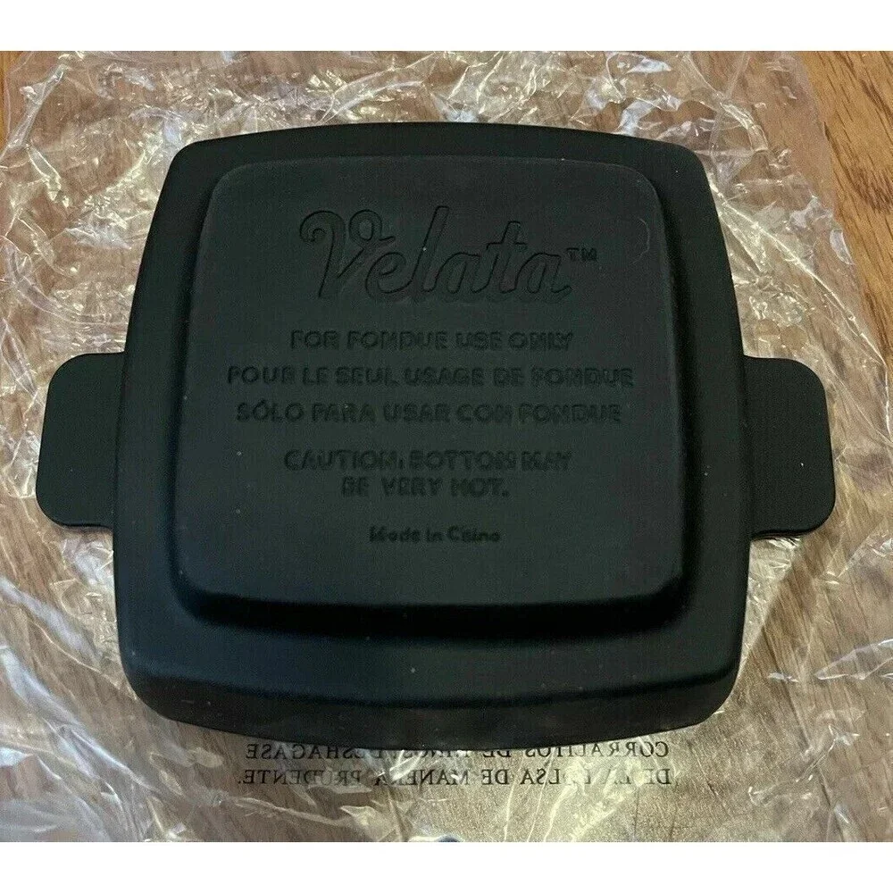 Velata Fondue Square Sampling Dish 4 Part in Black